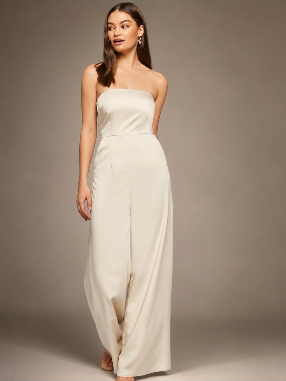 Forever 21 Cream Wide Leg Jumpsuit